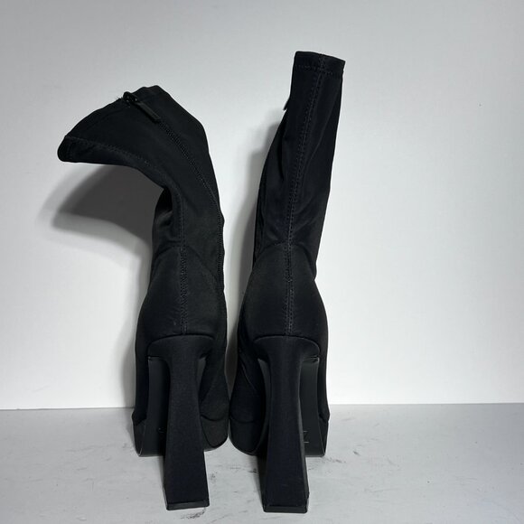 Zara NWOT Stretch Blk Fabric Platform Pointed Toe High Heel Booties Sz. 8 8.5 - Picture 4 of 16